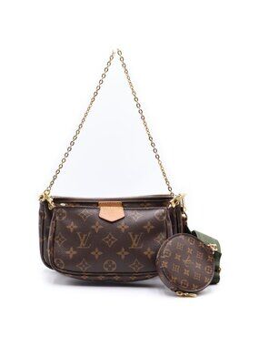 Louis Vuitton Tee Pochette Sowa Chain Shoulder Bag Back Monogram Leather Brown
